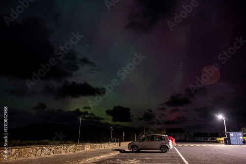 The Aurora Borealis, the northern lights, showing up in Portnoo, County Donegal, Ireland. photo