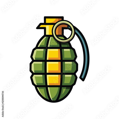 Green hand grenade vector illustration, symbol of warfare and danger, for military designs