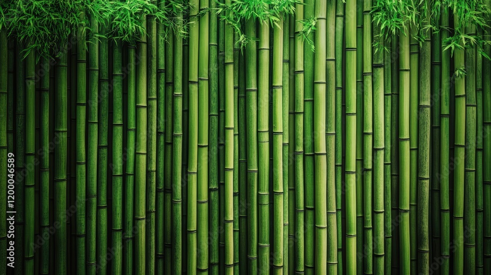 Lush Green Bamboo Stalks Form a Natural Wall Lush Green Bamboo Stalks Form a Natural Wall