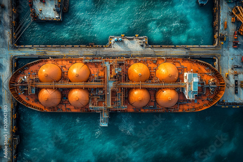 LNG tanker aerial dockside harbor import