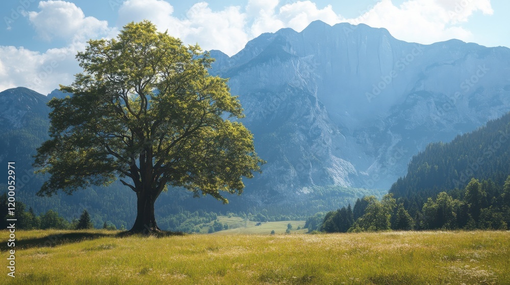 Majestic Mountain View with a Lone Tree Majestic Mountain View with a Lone Tree