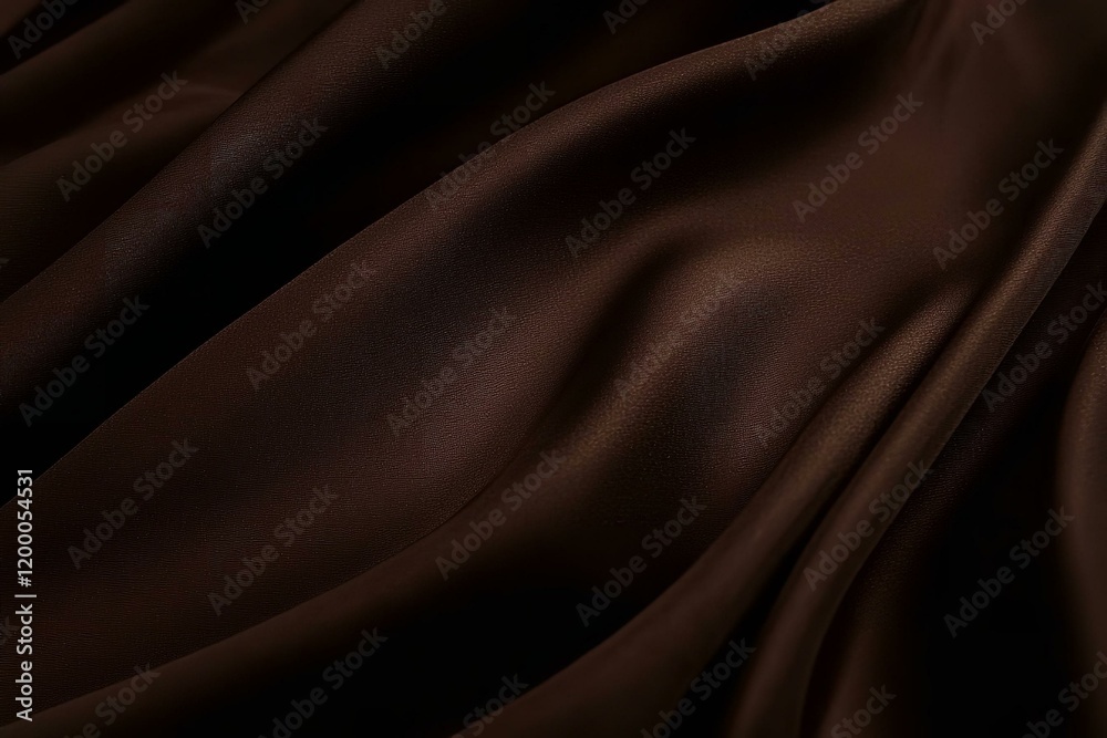 Fototapeta premium Black dark chocolate brown background. Silk satin fabric. Luxury elegant beauty premium rich. Shiny glitter silky. Drapery fold crease.