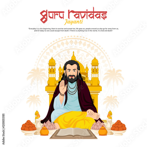 happy guru ravidas jayanti for greeting card, social media post with flat design concept