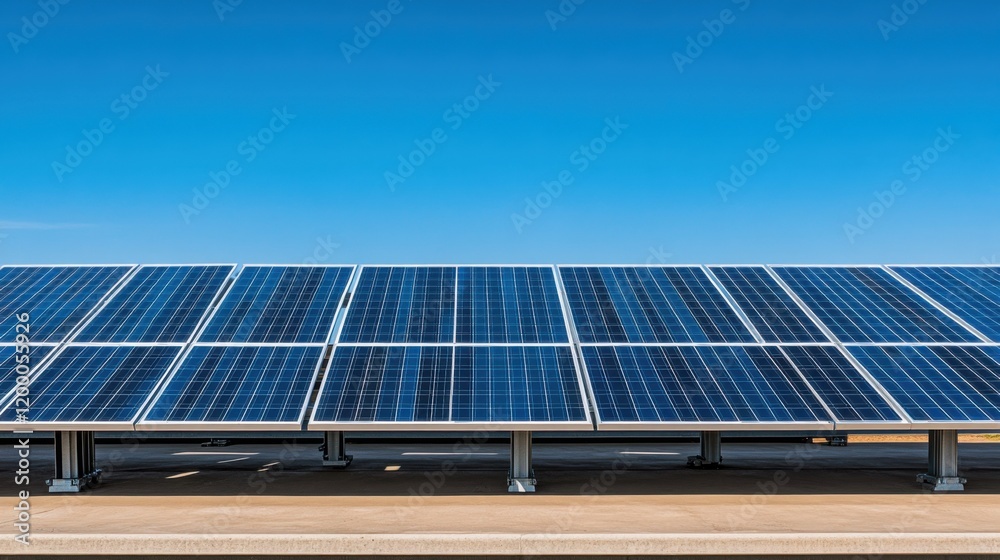 Solar Energy Panels Installed on Rooftop Under Clear Blue Sky for Renewable Energy Solutions Solar Energy Panels Installed on Rooftop Under Clear Blue Sky for Renewable Energy Solutions