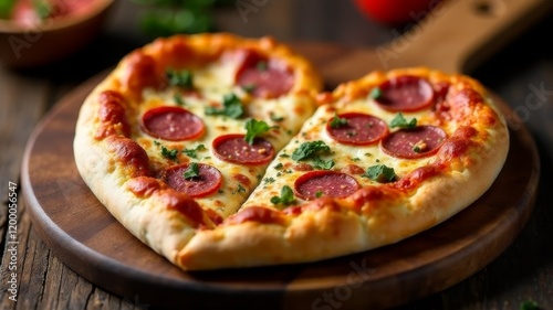 Wallpaper Mural heart shaped pizza lies on a wooden tray Torontodigital.ca