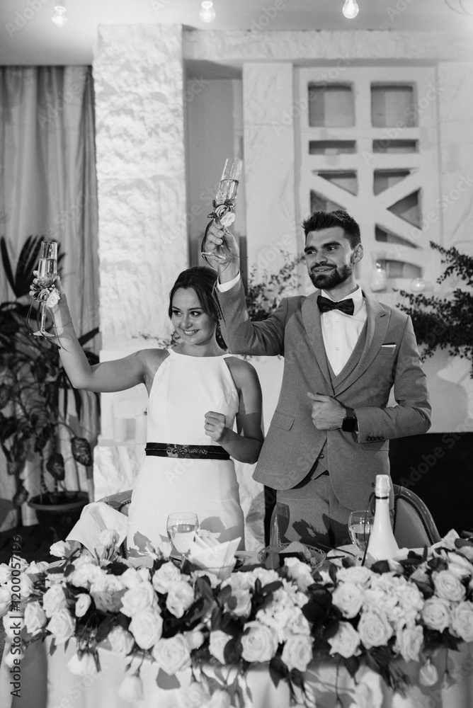 portrait of the newlyweds at the presidium