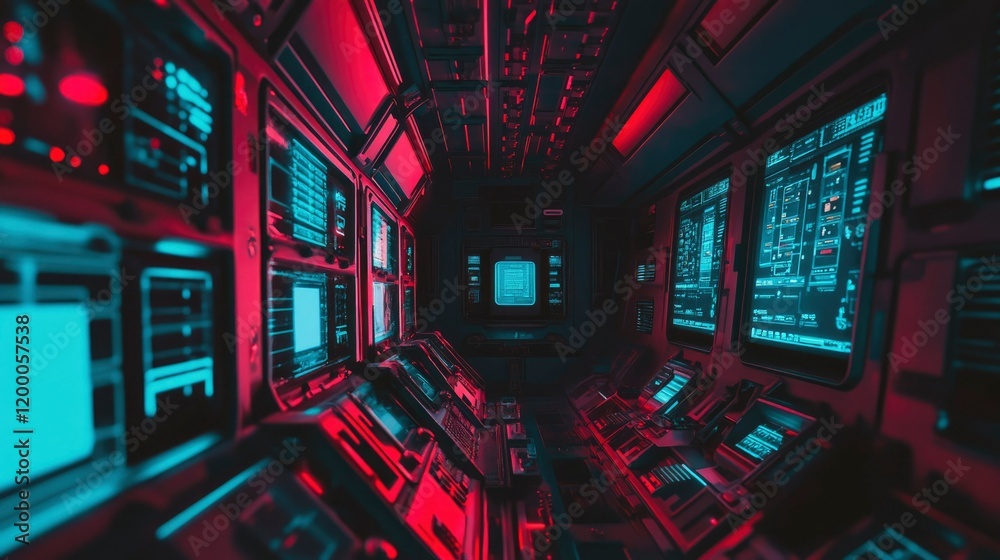Obraz premium Futuristic Spaceship Control Room Interior Design