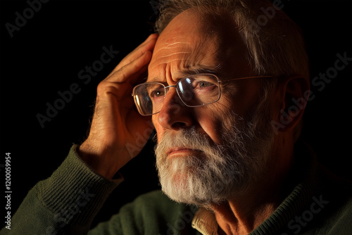 old man with headache photo