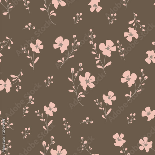 beautiful patern of delicate flowers on a chocolate background