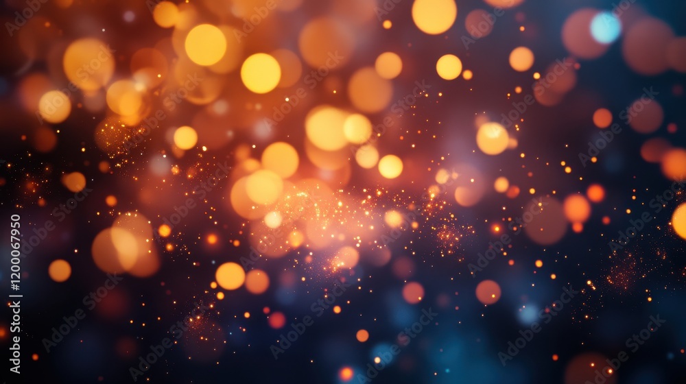 Warm, golden bokeh lights sparkle. Warm, golden bokeh lights sparkle.