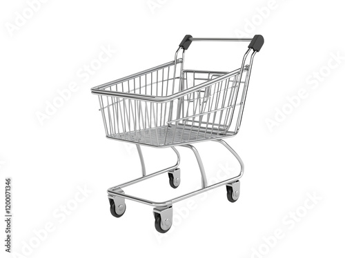 3d realistic shopping cart isolated on transparent background.
