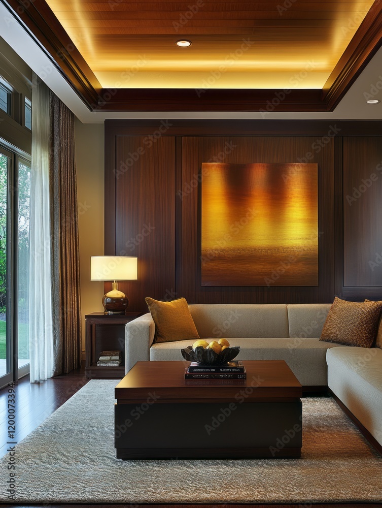 Fototapeta premium Luxurious Living Room Interior Design With Modern Art