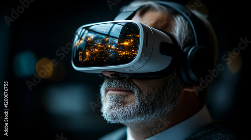 man whare VR Glasses  photo