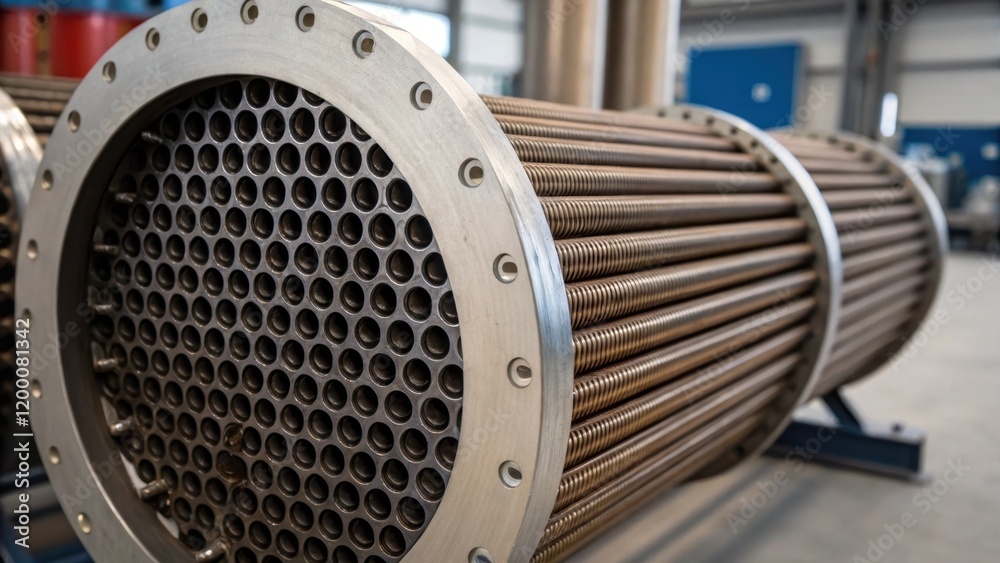 A closeup view of a heat exchangers tube bundle shows intricate arrangements of tubes with various textures highlighting areas of thermal expansion and heat transfer efficiency. A closeup view of a heat exchangers tube bundle shows intricate arrangements of tubes with various textures highlighting areas of thermal expansion and heat transfer efficiency.