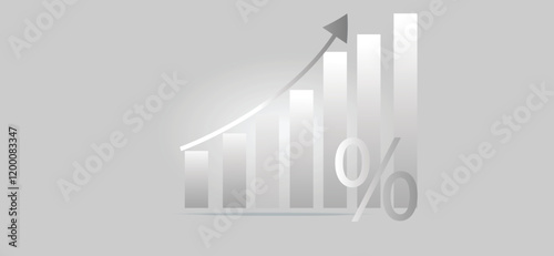 , minimalistic graph, white bar chart, white percentage sign, clean and elegant design, modern and sleek, high quality, realistic, cinematic lighting