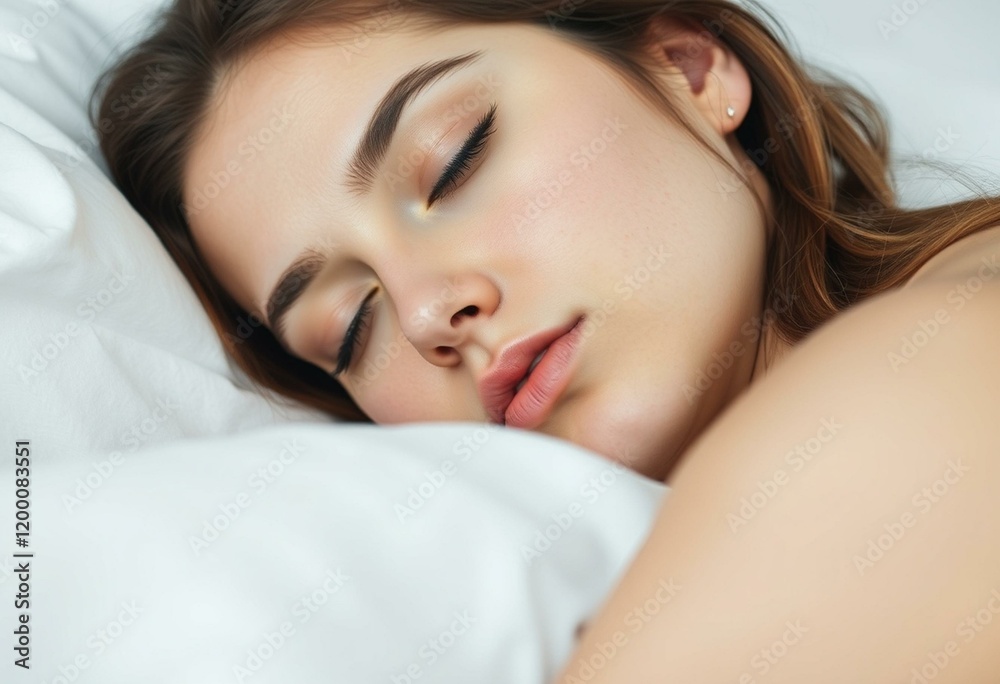 Female sleeping portrait with focused eyes Female sleeping portrait with focused eyes