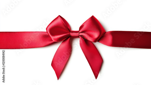 Elegant Red Ribbon With a Bow Perfect for Gifts and Decorations Against a Clean White Background