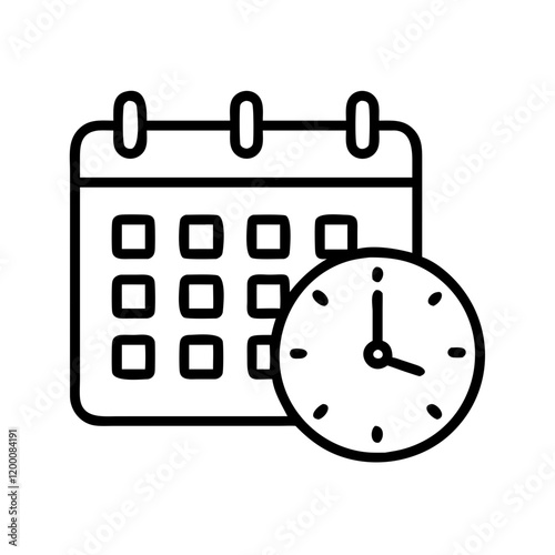 calendar deadline with clock icon, calendar deadline with clock line art - simple line art of calendar deadline with clock, perfect for calendar deadline with clock logos and icons and themed design 