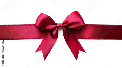 Elegant Red Ribbon With a Bow Isolated on a White Background for Gift Wrapping or Decoration Purposes