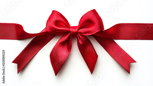 Red Ribbon With a Bow Isolated on a Clean White Background Suitable for Gifts and Decorations
