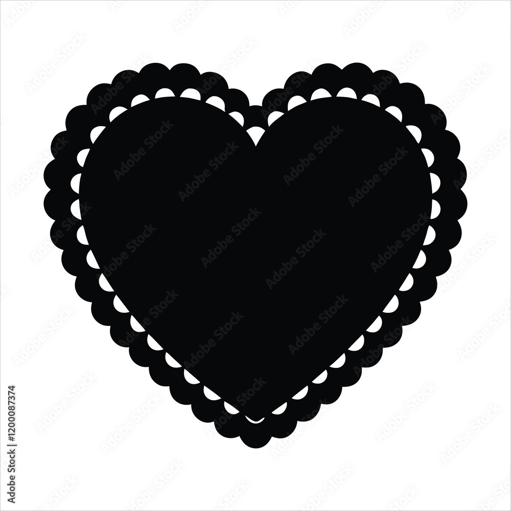 Obraz premium heart shaped decorative lacy border vector art illustration 