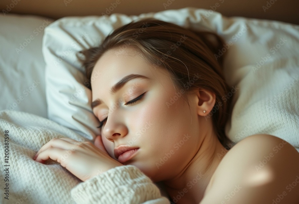 Portrait of a sleeping female with a relaxed face and upper body Portrait of a sleeping female with a relaxed face and upper body