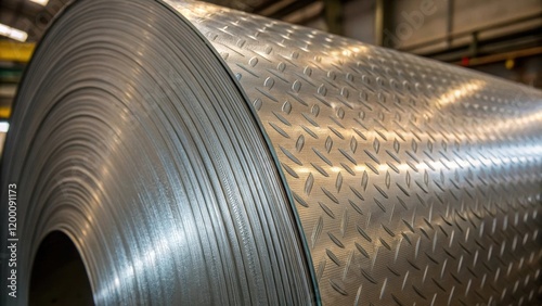 Closeup of a texturerich steel coil surface illustrating ripples and grooves indicating the manufacturing techniques employed to achieve the final product. photo