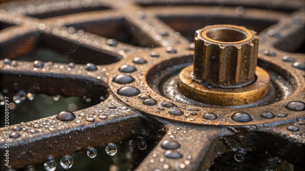 Closeup of steam condensate s showcasing intricate metalwork with signs of corrosion. Tiny droplets of water gather around the discharge outlet emphasizing potential leaks. Closeup of steam condensate s showcasing intricate metalwork with signs of corrosion. Tiny droplets of water gather around the discharge outlet emphasizing potential leaks.