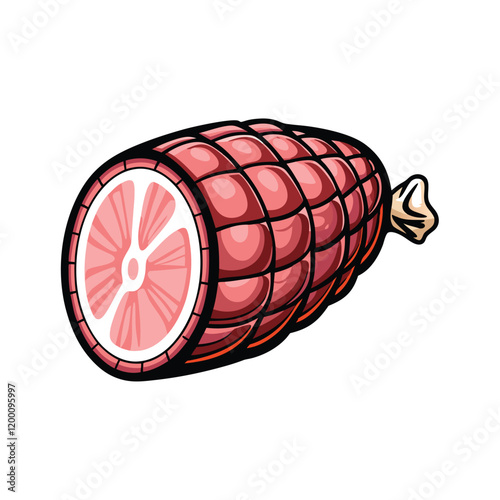 A realistic vector image of a smoked ham, showcasing its pink cured meat and distinctive smoked flavor.