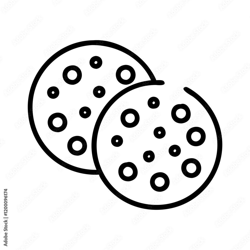 cookies icon, cookies line art - simple line art of cookies, perfect for cookies logos and icons and themed design cookies icon, cookies line art - simple line art of cookies, perfect for cookies logos and icons and themed design