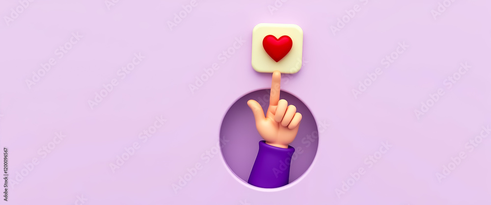 cartoon hand selecting a heart on a pastel background cartoon hand selecting a heart on a pastel background