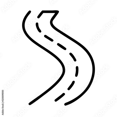 curving tar road icon, curving tar road line art - simple line art of curving tar road, perfect for curving tar road logos and icons and themed design 