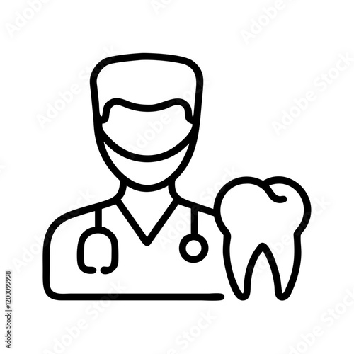 dentist icon, dentist line art - simple line art of dentist, perfect for dentist logos and icons and themed design 
