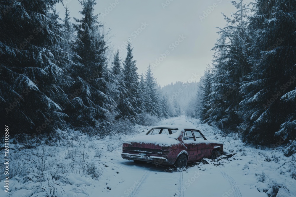 Stranded Car in Winter Wonderland Stranded Car in Winter Wonderland