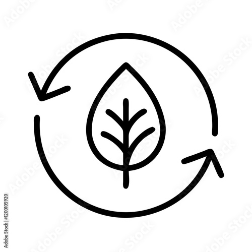 eco green leaf icon, eco green leaf line art - simple line art of eco green leaf, perfect for eco green leaf logos and icons and themed design  photo