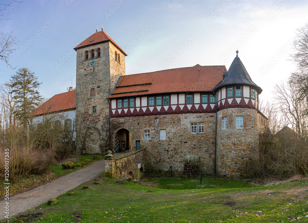 The Wohldenberg castle, a hill castle on the summit of Donnerberg in Germany