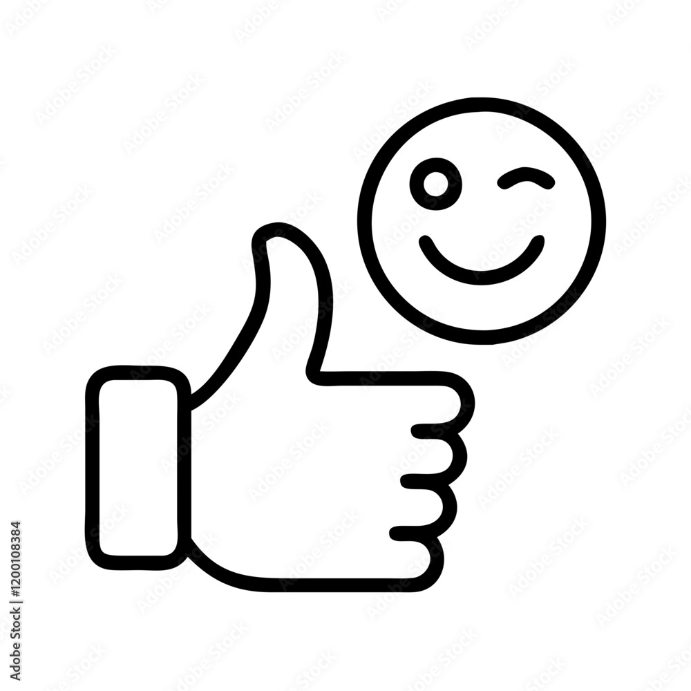 Obraz premium emoji thumbs up icon, emoji thumbs up line art - simple line art of emoji thumbs up, perfect for emoji thumbs up logos and icons and themed design 