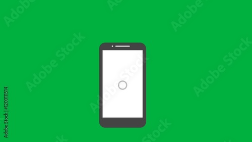 mobile phone with icons on white greenscreen 

