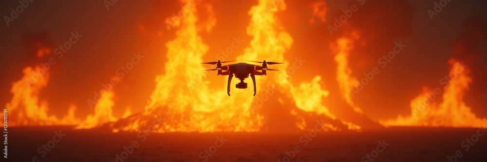 A drone hovers above a massive fire, capturing the intensity of the flames below. Perfect for visuals in emergency response, environmental awareness, and technology. A drone hovers above a massive fire, capturing the intensity of the flames below. Perfect for visuals in emergency response, environmental awareness, and technology.