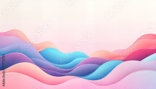Abstract colorful background with soft pastel waves, creating a dynamic interplay of colors, and shapes