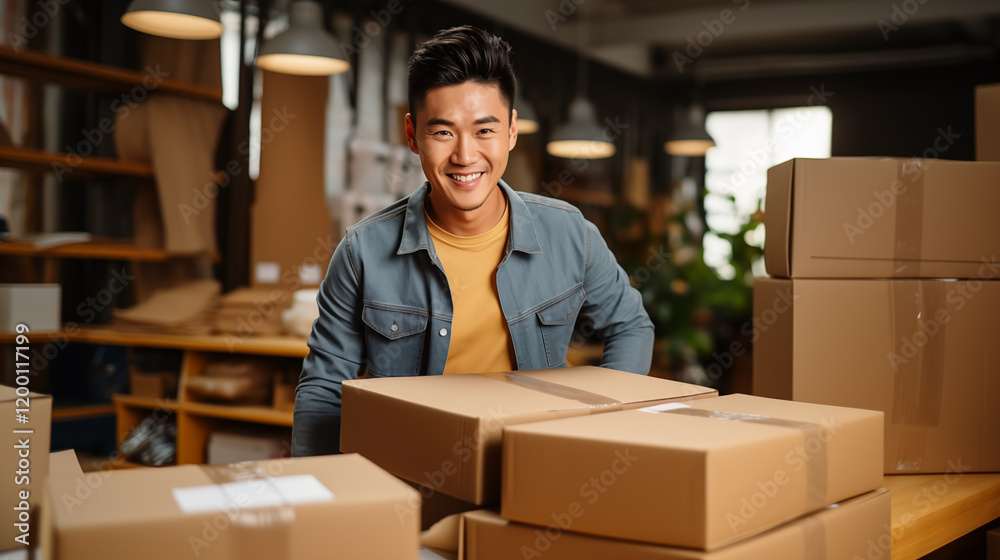 Nice man holding cardboard box, concept of delivery Nice man holding cardboard box, concept of delivery