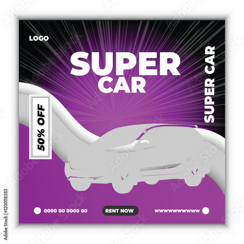 RENT CAR FOR SOCIAL MEDIA INSTAGRAM POST BANNER MODERN TEMPLATE
