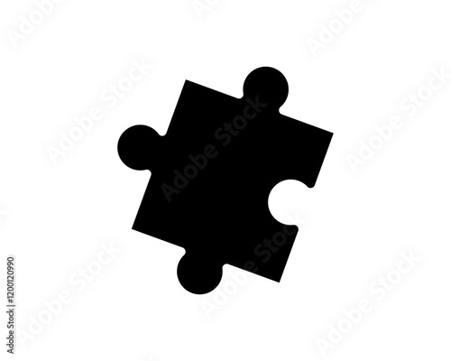 Sleek black puzzle piece icon, perfect for websites, apps, or presentations needing a connection or solution theme.  Simple, modern design ideal for minimalist projects.