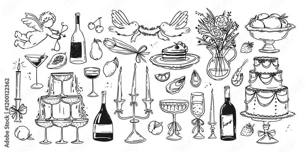 Fotografie Doodle food wedding