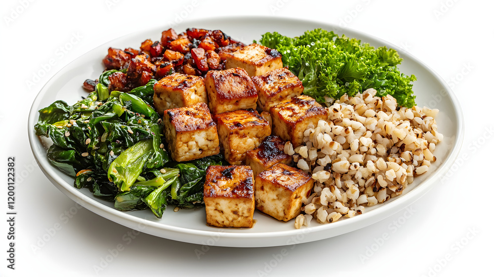 Fototapeta premium healthy food tofu and vegetables