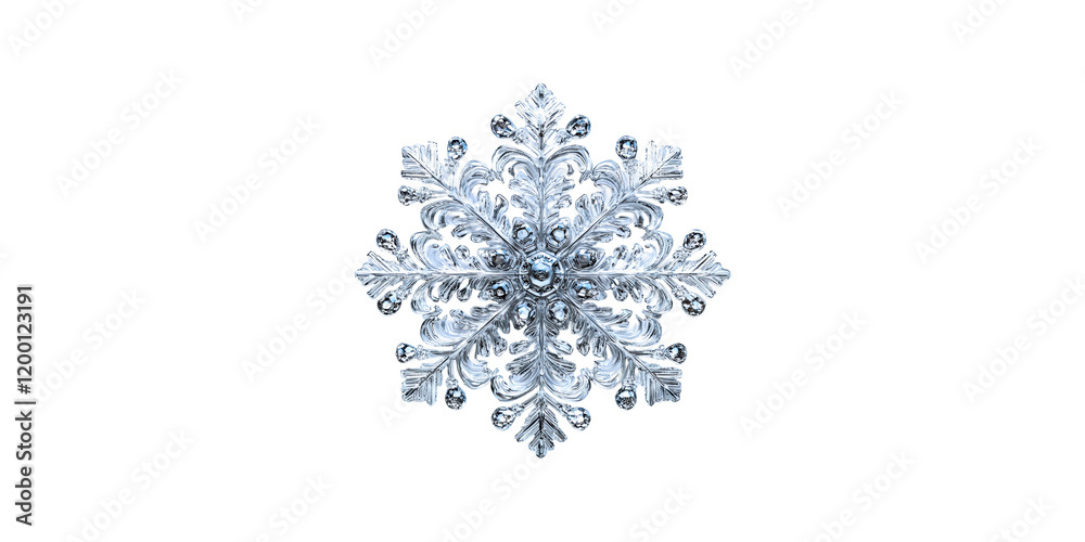 Intricate silver snowflake design isolated on transparent background Intricate silver snowflake design isolated on transparent background