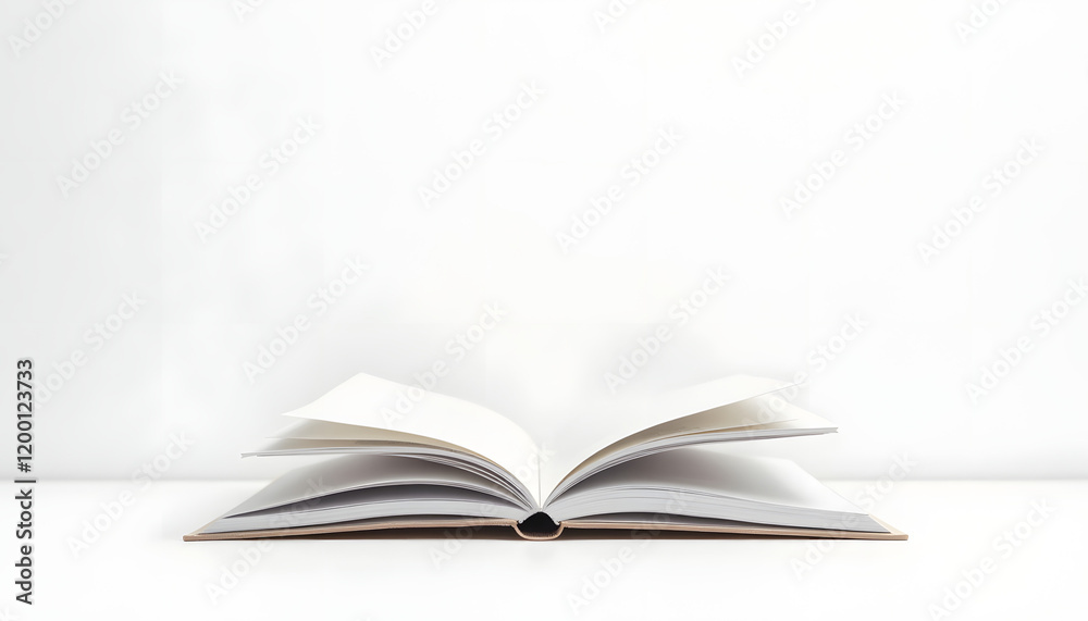 Open book on white background