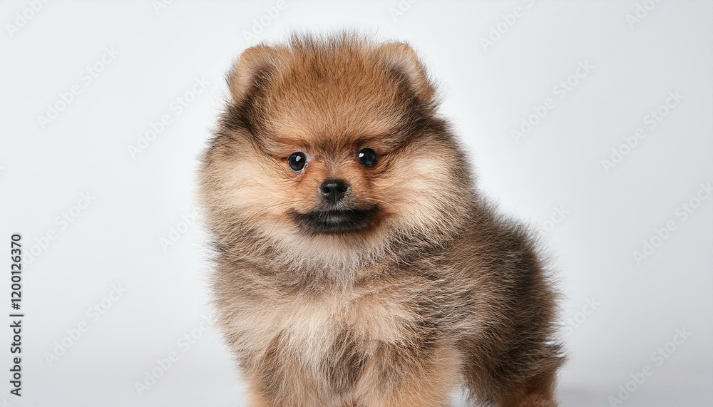 Obraz premium pomeranian puppy in stand on a white background