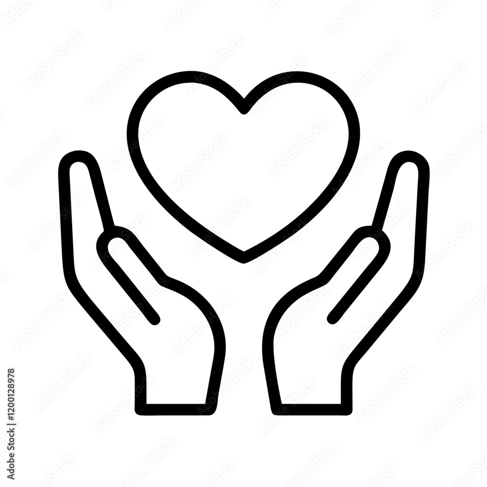 Obraz premium healthcare hands holding heart icon, healthcare hands holding heart vector,