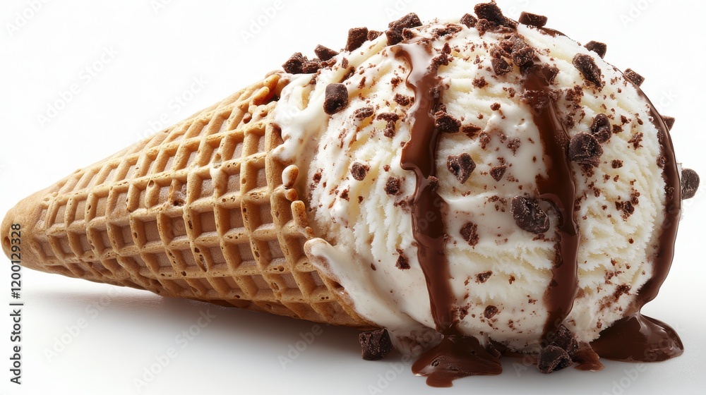 Indulge in a delightful scoop of rich chocolate ice cream in a cone Indulge in a delightful scoop of rich chocolate ice cream in a cone